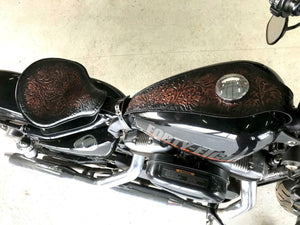 2010-2022 Sportster Harley Seat Conversion Kit Tank Bib Ant blk Cop Oak Leaf bcs
