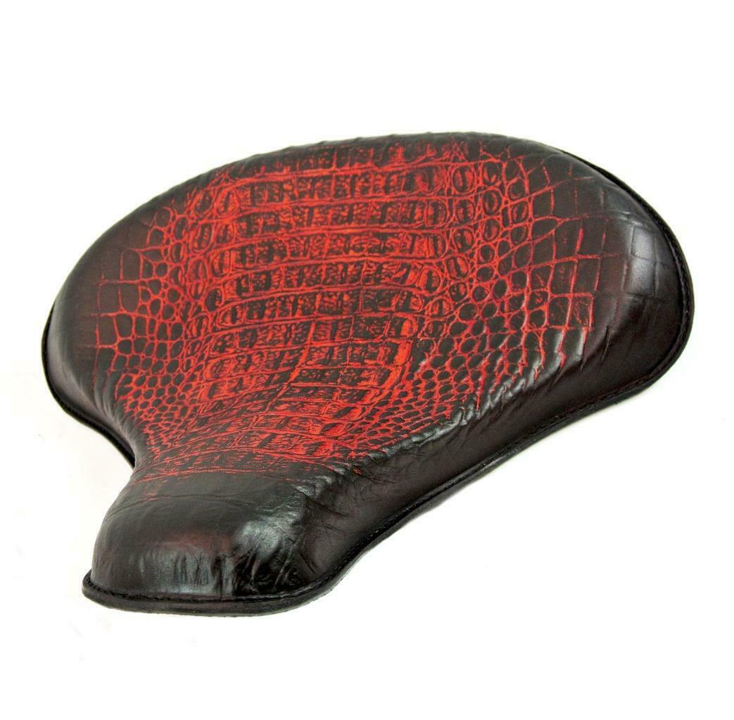 Spring Solo Seat Chopper Bobber Harley Sportster Tractor 15x14" Red Gator Leather