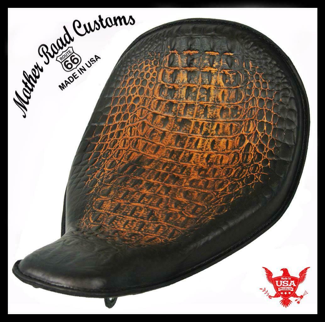 2010-2020 Harley Sportster High Back On The Frame AntBrn Gator Leather Solo Seat - Mother Road Customs