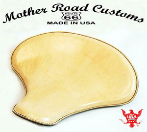 15x14" Natural Leather Spring Solo Tractor Seat Chopper Bobber Harley Sportster - Mother Road Customs