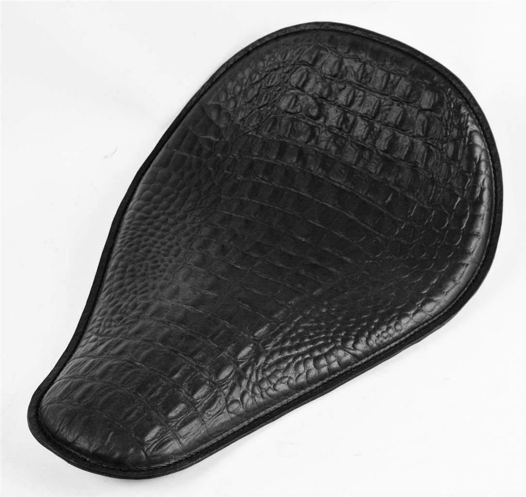 Spring Solo Seat Chopper Bobber Harley Softail 11x16 Black Alligator Leather USA