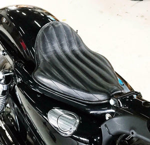 2010-2020 Harley Sportster On The Frame Seat Kick UP Blk Tuck Roll Leather Seat - Mother Road Customs