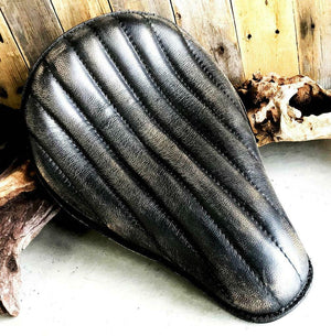 Harley Softal  Spring Solo Seat Chopper Bobber 11x16 BlackDis Tuck Roll Leather - Mother Road Customs