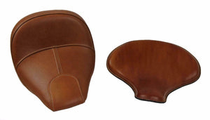 Spring Solo Tractor Seat Harley Sportster Indian Scou 15x14" Desert Tan Leather - Mother Road Customs
