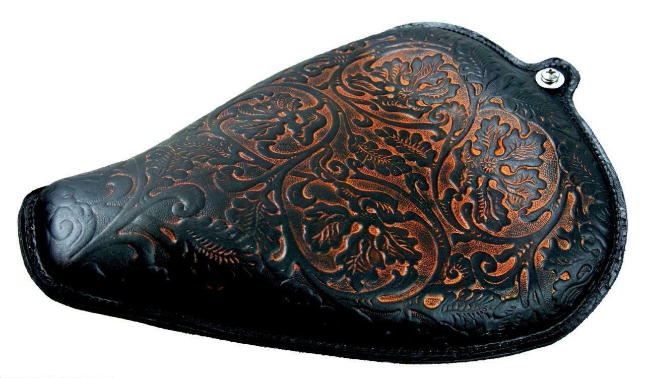 2004-2006 Harley Sportster Seat On The Frame Ant Brn Oak Leaf Leather All Models - Mother Road Customs