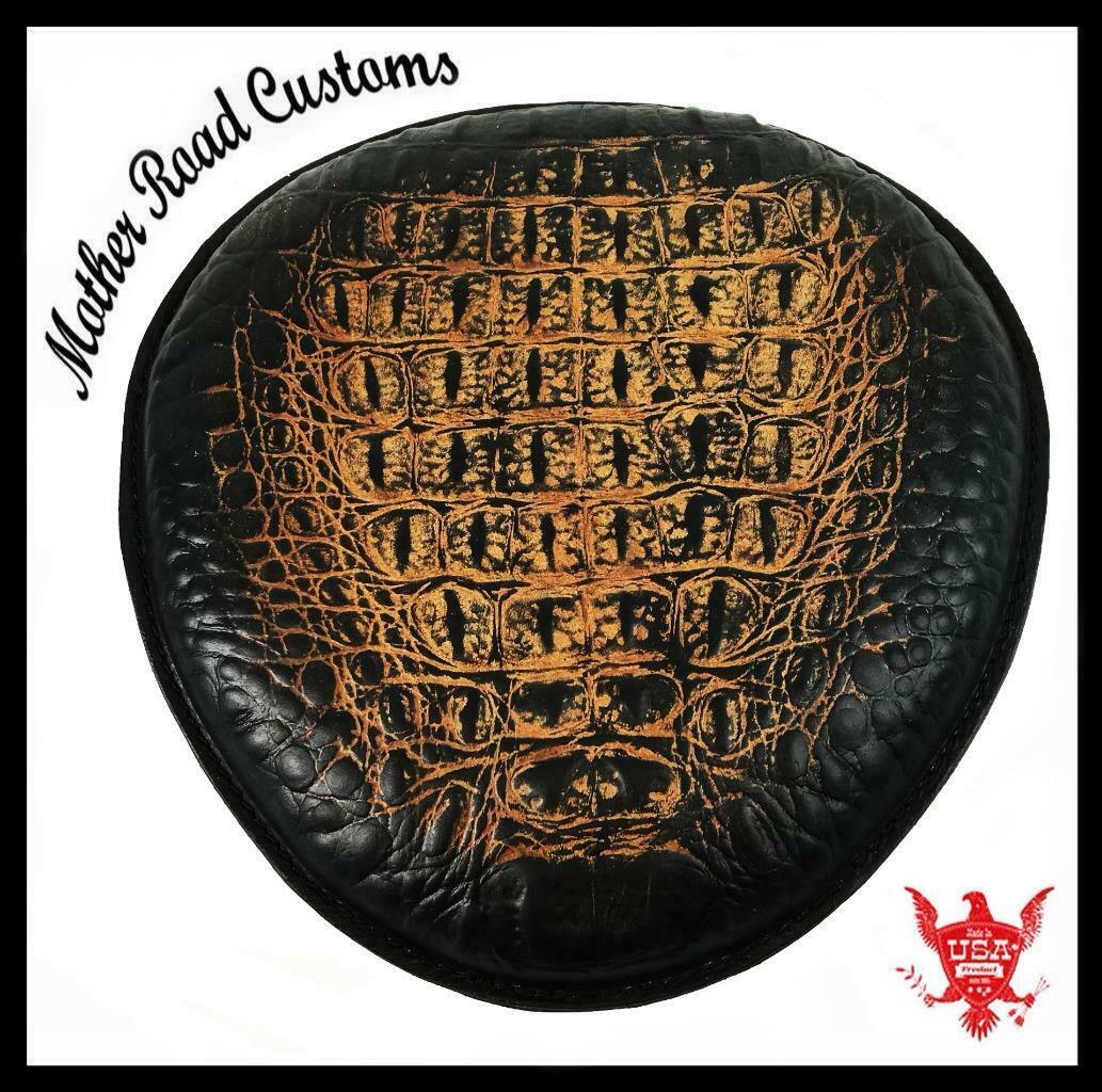 2015-2020 Indian Scout Back Rest Fits Stock Bracket Antique Brown Gator Leather - Mother Road Customs