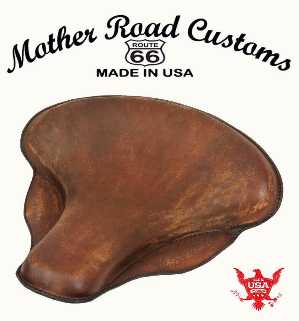 Spring Seat Harley Touring Indian Chief Solo Tractor 17x16" Brn Dis Veg Leather