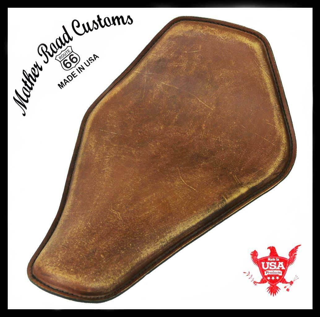 Spring Solo Seat Chopper Bobber Harley Softail 11x16 Brn Dist Snub Nose Leather