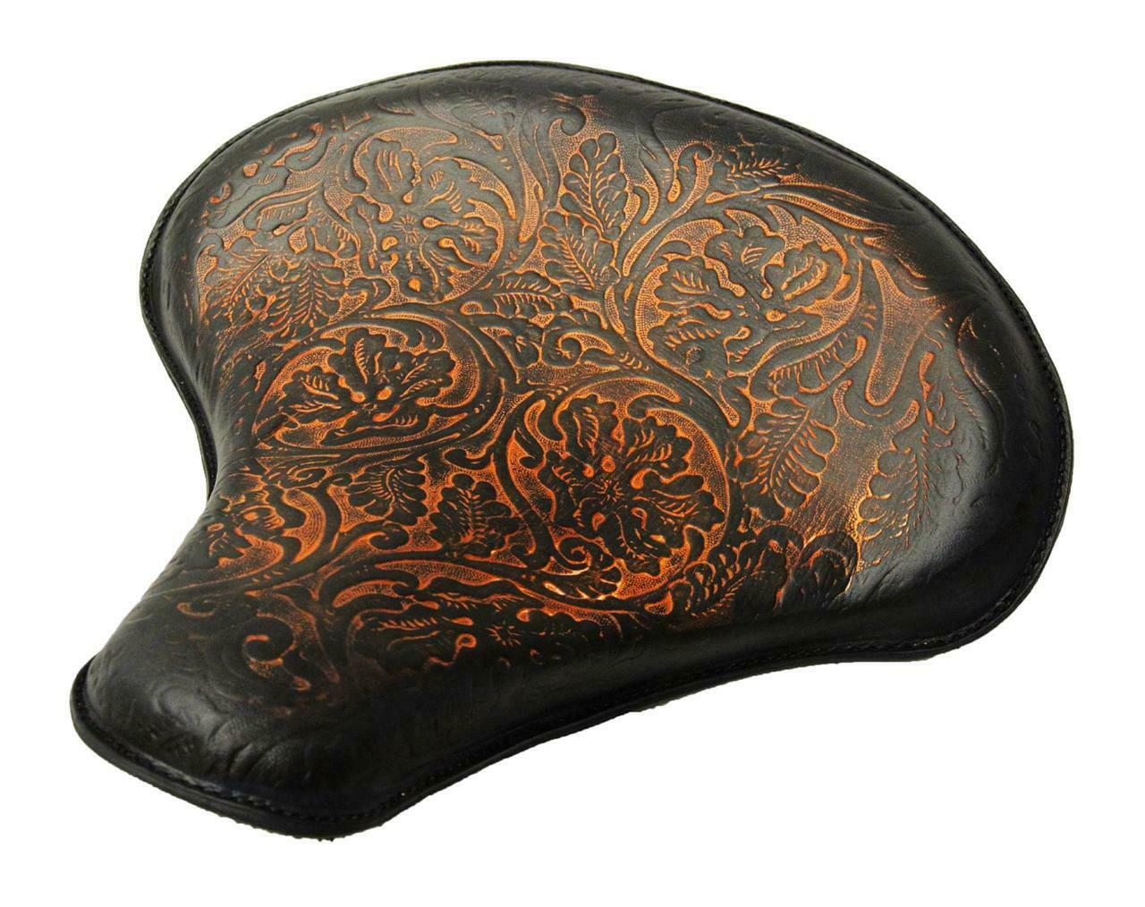 2017-2020 Triumph Bobber 15x14" Ant Brown Oak Leaf Leather Solo Tractor Seat - Mother Road Customs
