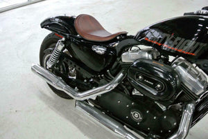 2010-2020 Harley Sportster Solo Seat High Back On The Frame Smooth Brown Leather - Mother Road Customs