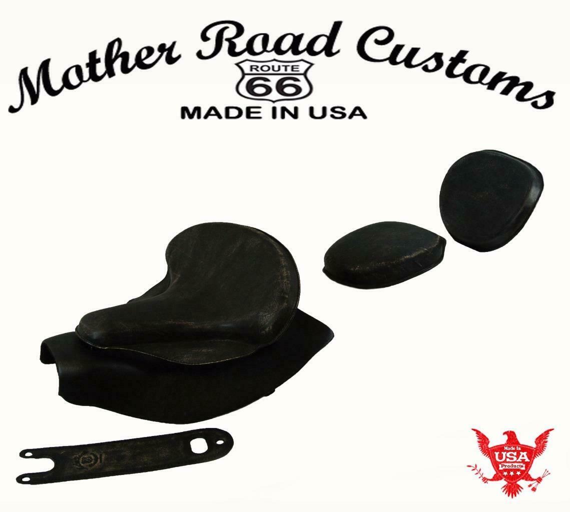 2014-2021 Indian Chief Spring Seat Mounting Kit Pad Back Rest Bib Black Distres bs