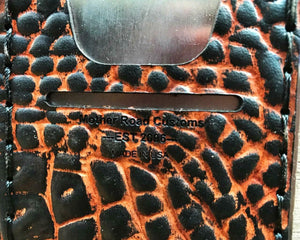 Hawk One Minimalist Men's Women's Ant Brn Gator Leather Stainless Steel Wallet - Mother Road Customs