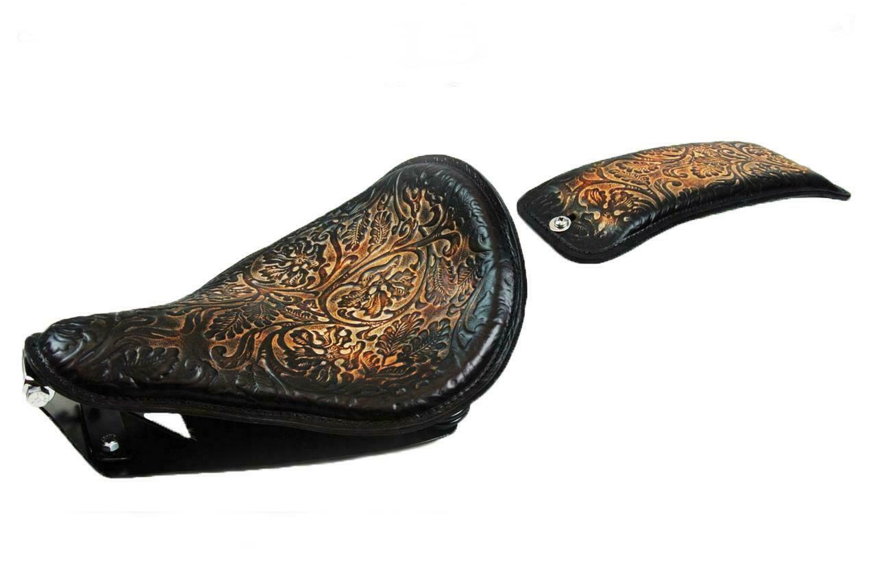 1982-2003 Harley Sportster Spring Seat Mounting Kit P-Pad AntBrn OakLeaf 12x13 b - Mother Road Customs