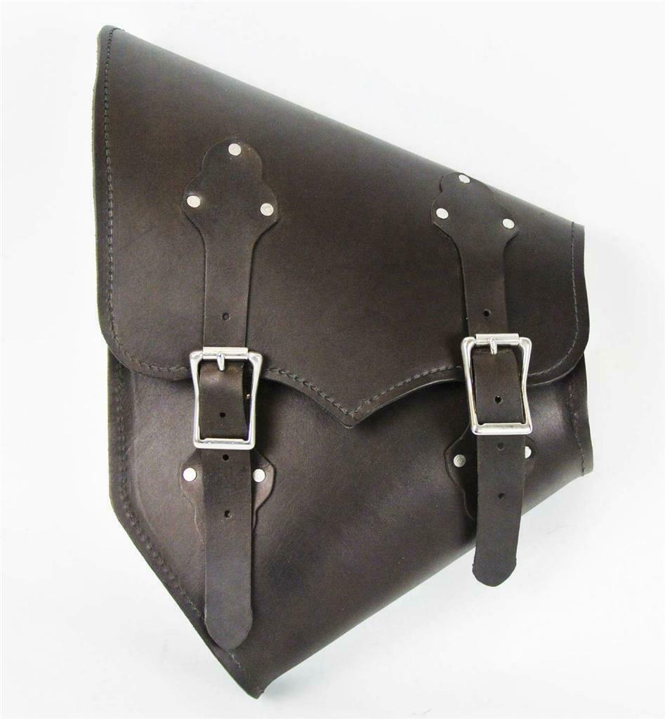 2000-2020 Harley Softail Saddle Bag Black Leather Stainless Steel Chopper MRC - Mother Road Customs