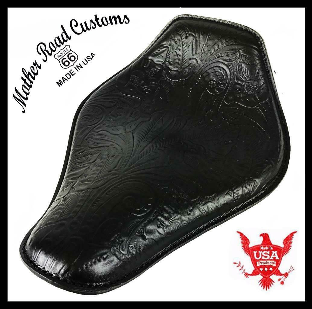 Spring Seat Chopper Bobber Harley Sportster Honda 10x13 Black Tooled Snub Nose - Mother Road Customs