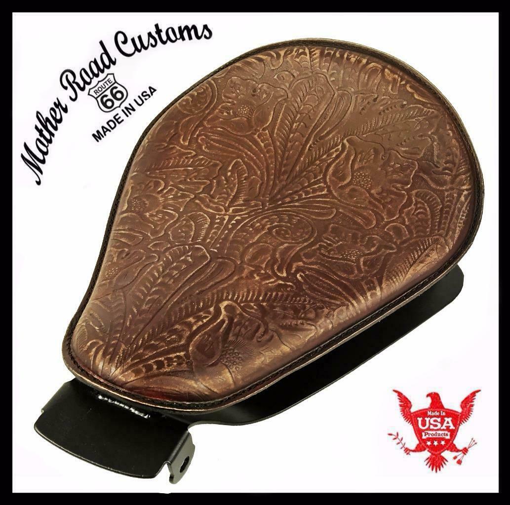 2004-2006 Sportster Harley Spring Solo Seat Mount Kit Brn Dis Tooled Leather bcs - Mother Road Customs