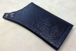 Mens Womens Black Tooled Leather Wallet Match Seat Sportster Chopper Harley - Mother Road Customs