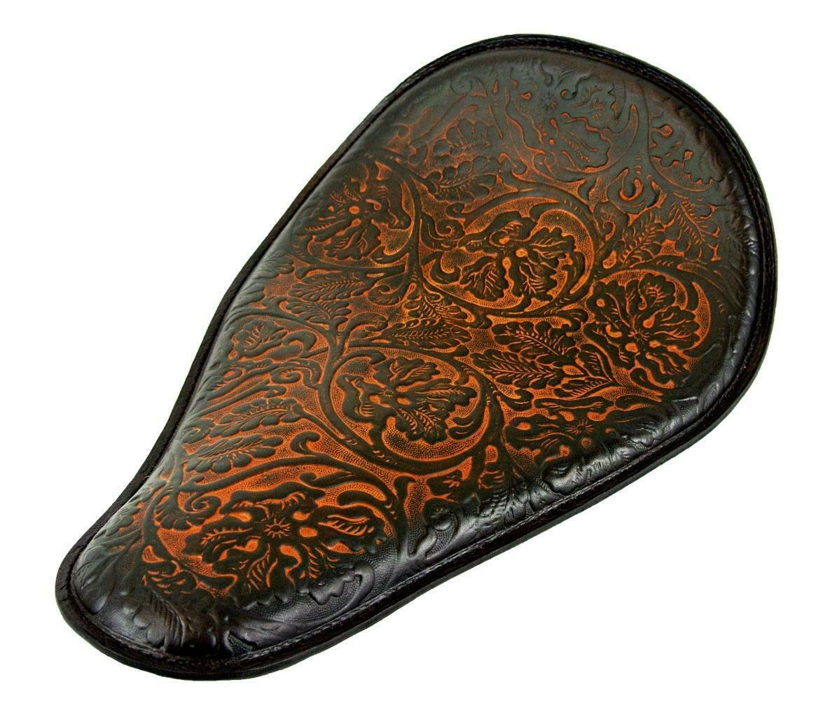 11X16 Harley Seat Chopper Bobber Softail Dyna Frame Indian Ant Oak Leaf Leather - Mother Road Customs