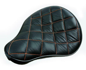 Seat Spring Solo Sportster Harley Chopper Black Leather Orange Stictched 11x13 - Mother Road Customs