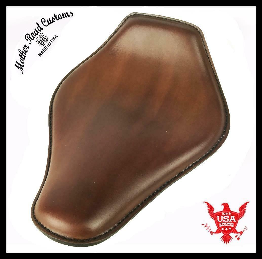 Spring Seat Chopper Bobber Harley Sportster 11x14 Brown Snub Nose Leather Honda - Mother Road Customs