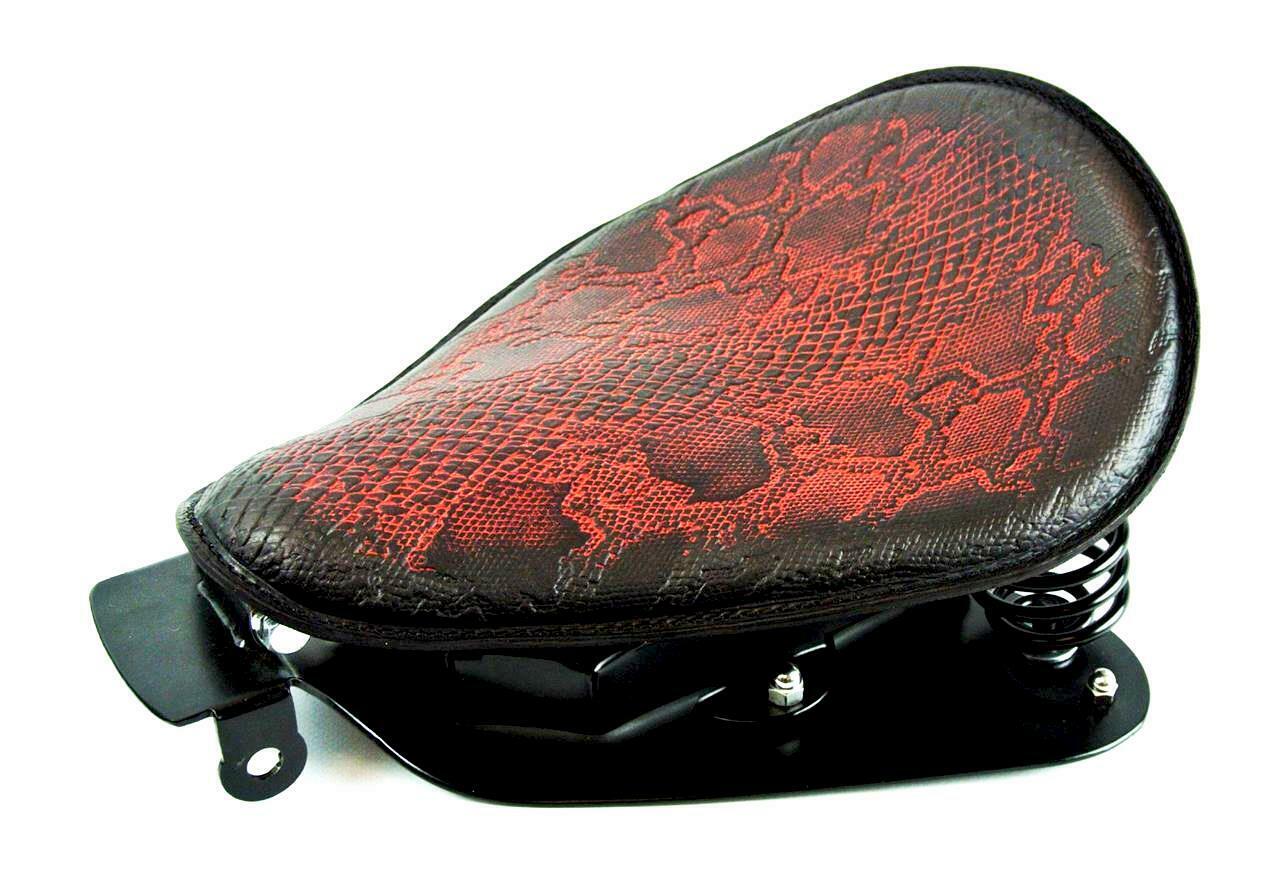 2004-2006 Sportster Harley Spring Seat Conversion Kit Ant Red Snake Python   bcs - Mother Road Customs