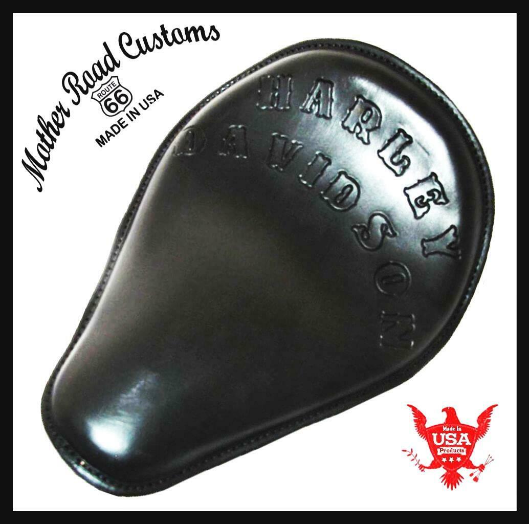Spring Solo Seat Chopper Harley Davidson Sportster 10x13 US Made BlK Hand Tooled