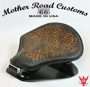 1998-2020 Yamaha V Star 650 Seat Spring Brown Oak Leaf Leather Mounting Kit bc - Mother Road Customs