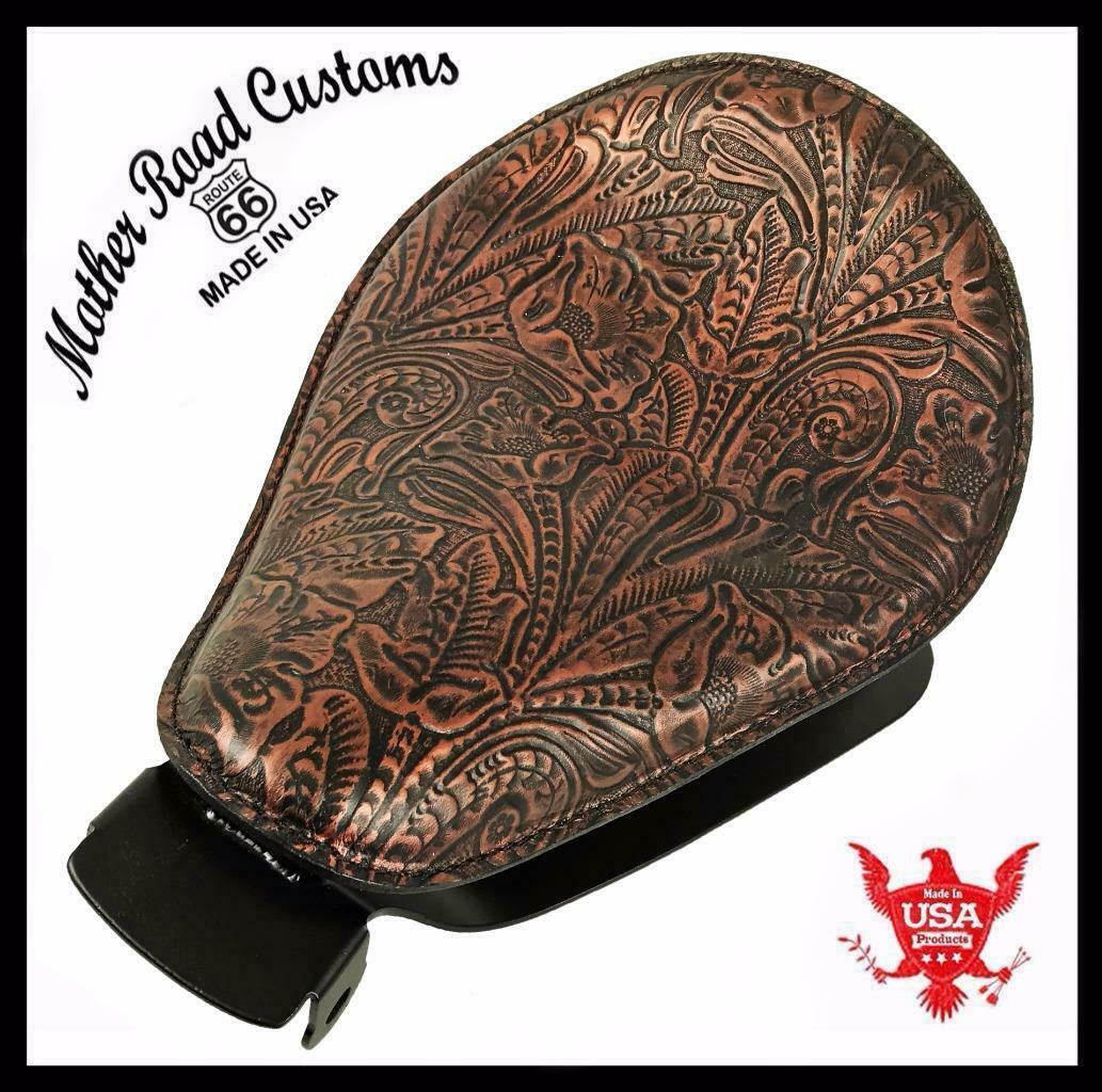 2004-2006 Sportster Harley Spring Solo Seat Mount Kit Copper Tooled Leather  bcs - Mother Road Customs