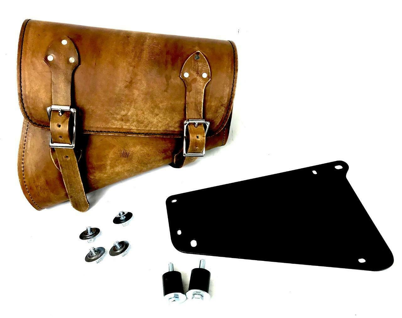 2018-20 Indian Scout Bobber Brown Dist Leather Saddle Bag With Mounting Hardware - Mother Road Customs