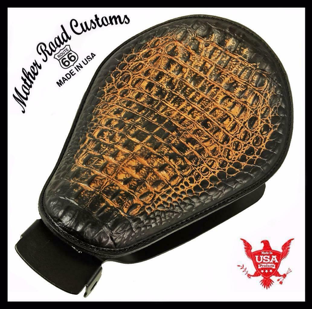 2004-2006 Sportster Harley Spring Solo Seat Mount Kit Ant Brn Gator Leather  bcs - Mother Road Customs