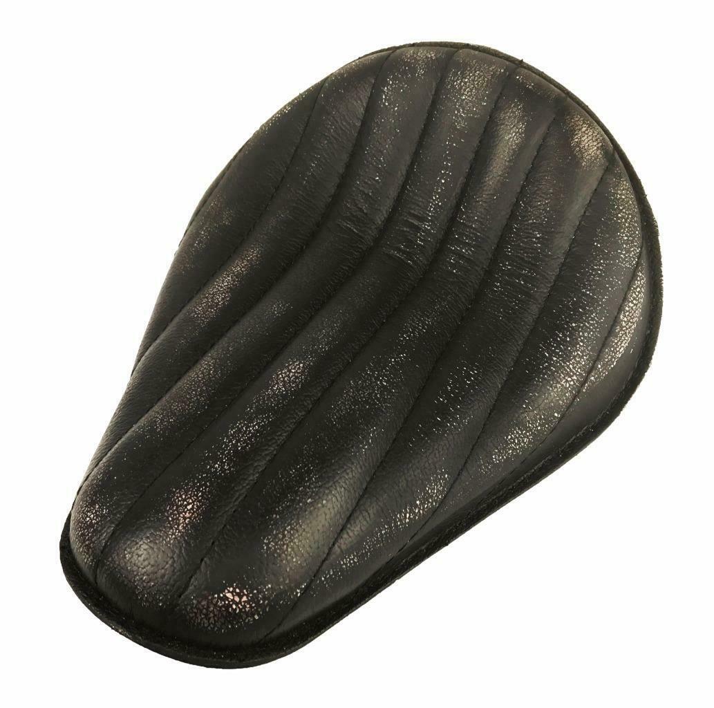 Seat Chopper Harley Sportster Bobber Bates Blk Distres Tuck Roll Leather - Mother Road Customs