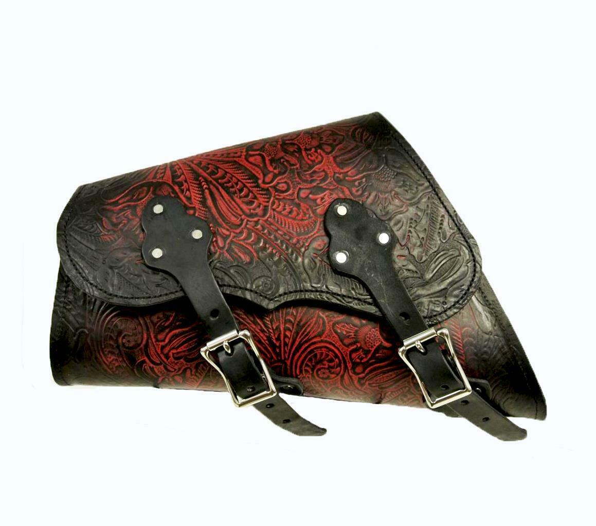 1982-2020 Saddle Bag Sportster Harley Ant Red Tooled Embossed Fits All Models - Mother Road Customs