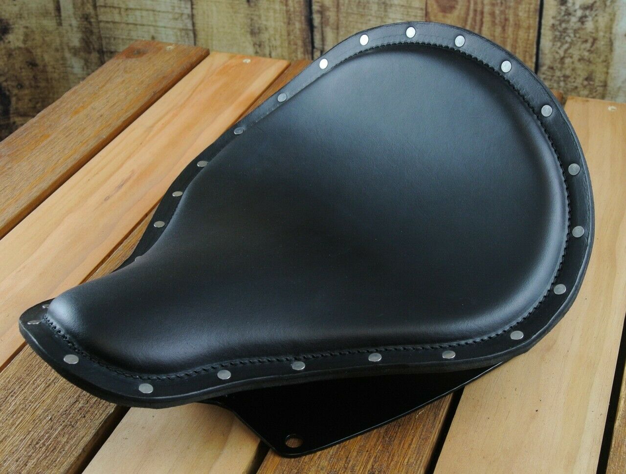 12x13" 1999-2017 Harley Dyna Spring Seat Installation Kit Black Silver Rivets cs - Mother Road Customs