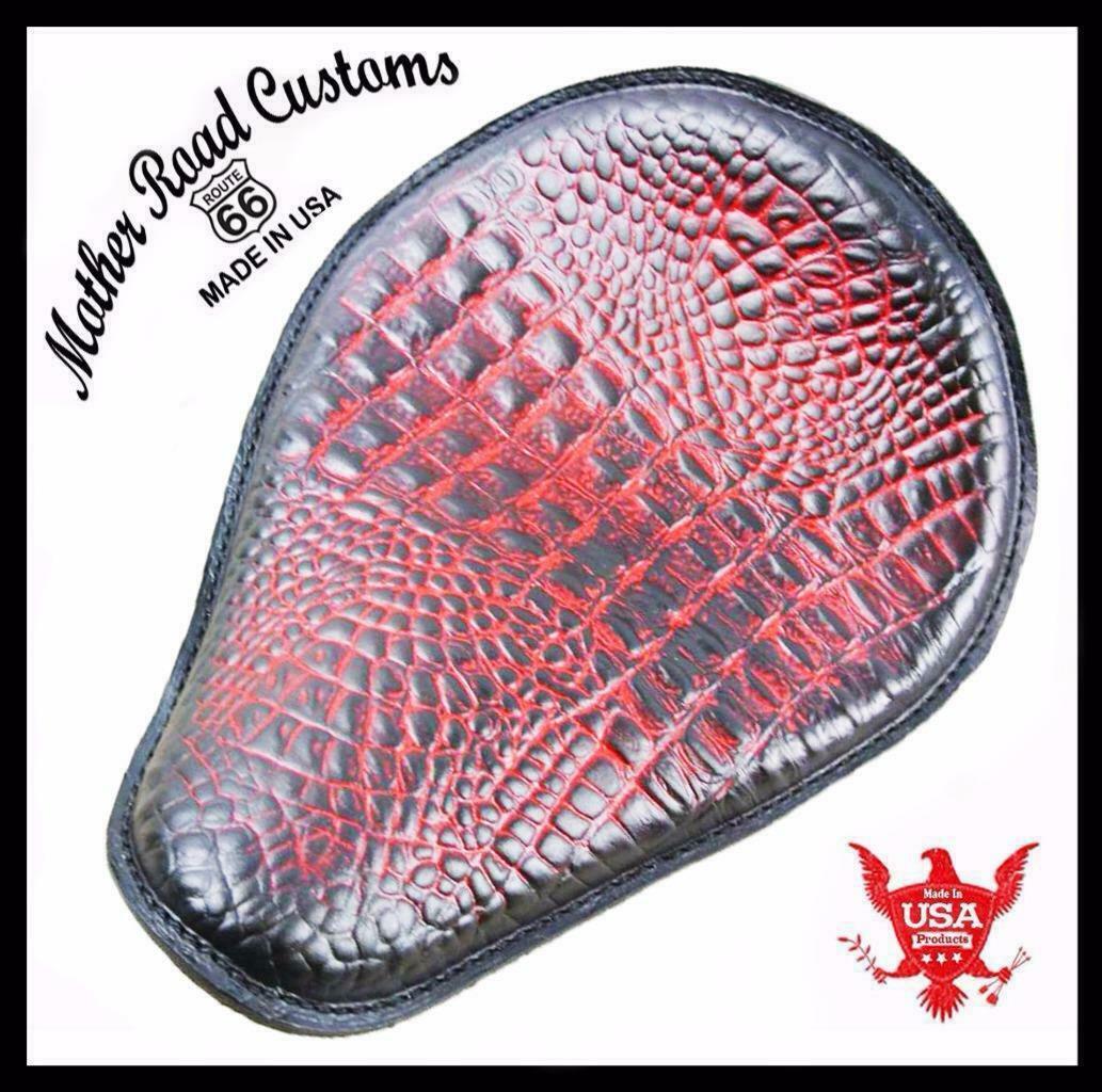 Spring Solo Seat Chopper Harley Sportster  11x14 Antique Red Alligator Random