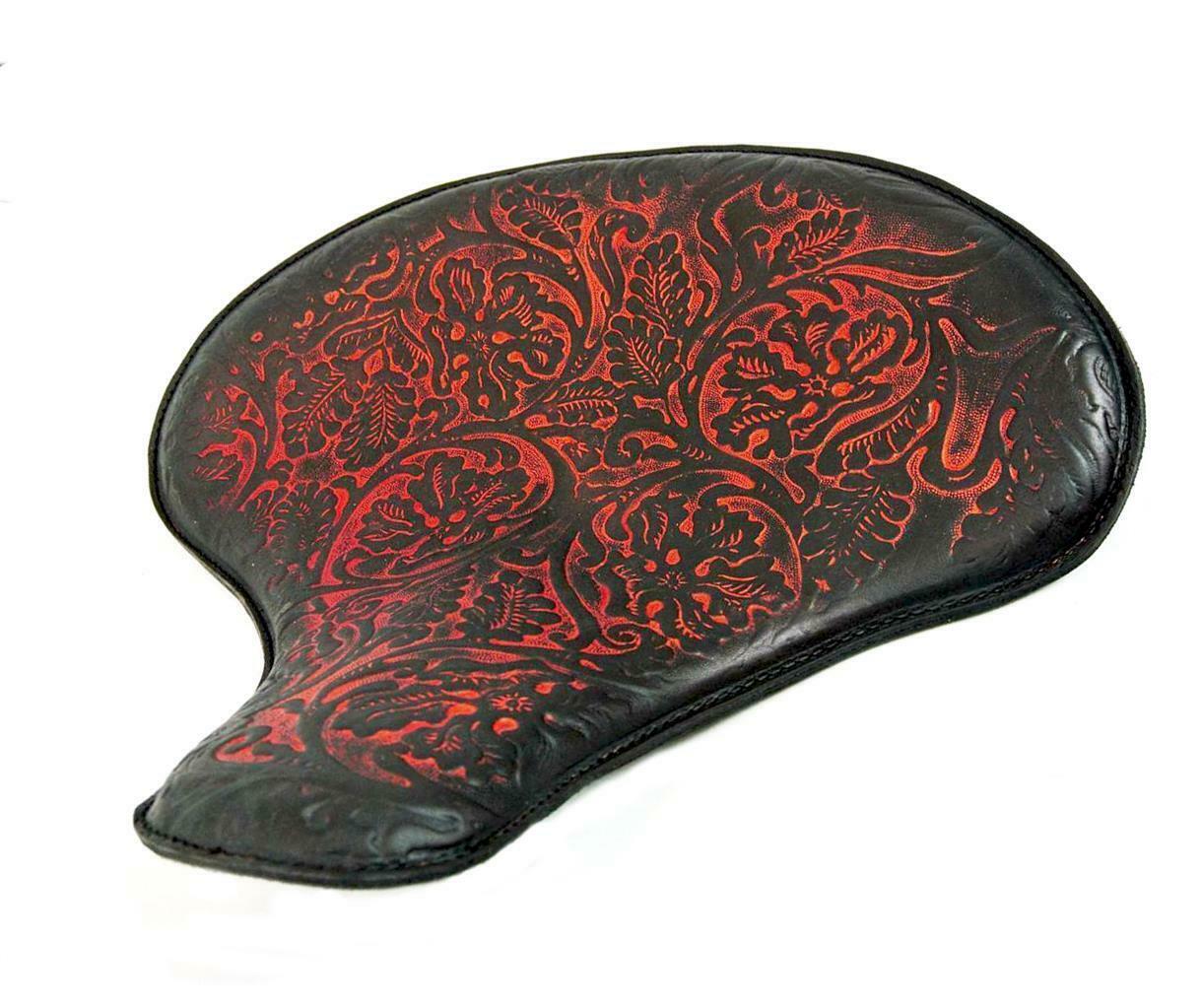 Triumph Bobber Seat 2017-2020 Spring Solo 15x14" Tractor AntRed Oak Leaf Leather - Mother Road Customs