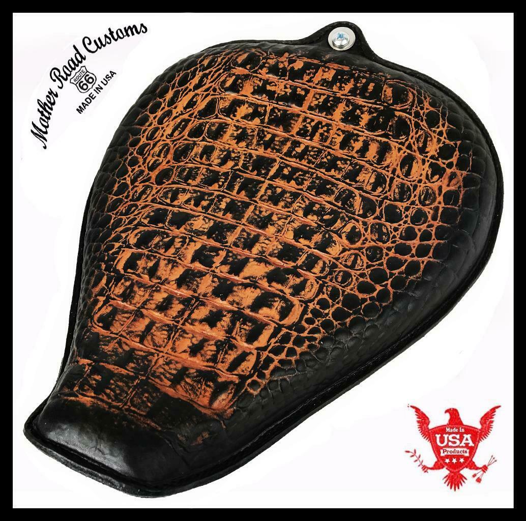 2010-2022 Sportster Harley On The Frame Seat AntBrn Alligator Leather All Models