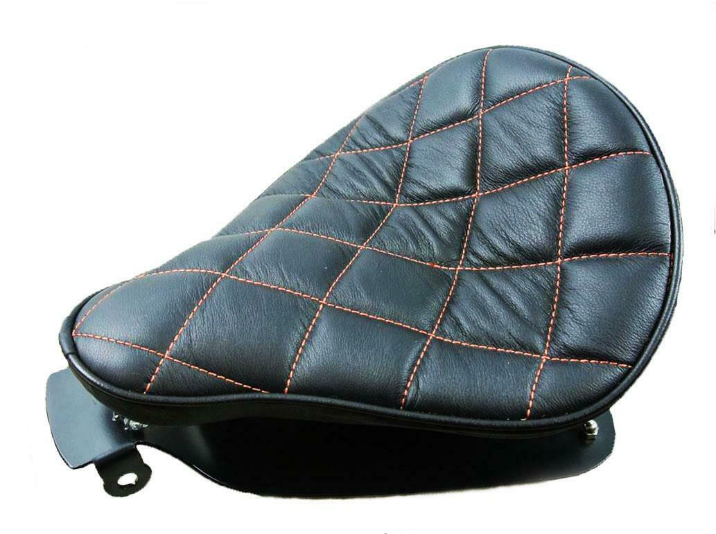 2010-2020  Sportster Harley Seat Spring Kit Black Orange Stictched 11x13x1" bcs - Mother Road Customs