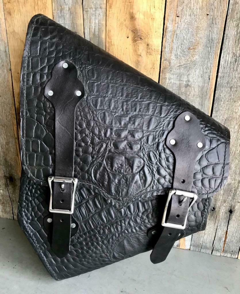 2000-2020 Harley Softail Saddle Bag Chopper & Hardtail Motorcycle BlkGa Leather - Mother Road Customs