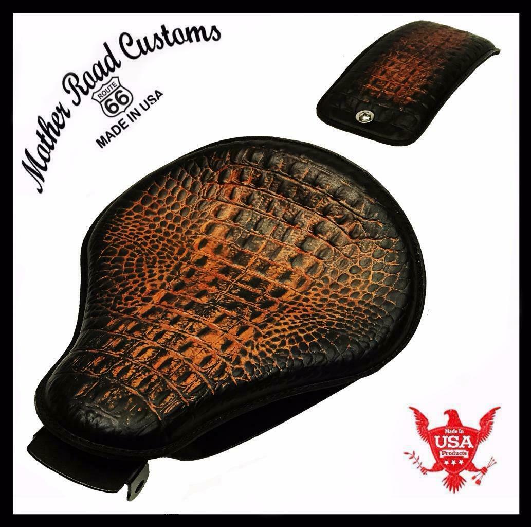 2004-2006 Sportster Harley Spring Solo Seat P-Pad Kit Ant Br Gator Leather bs - Mother Road Customs