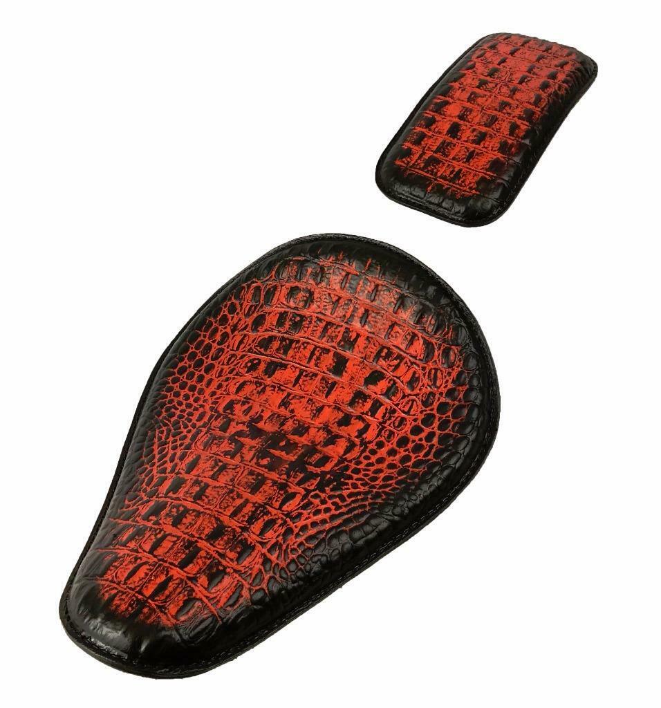 Antique Orange Alligator Spring Seat Harley Sportster Chopper Bobber Dyna Honda - Mother Road Customs