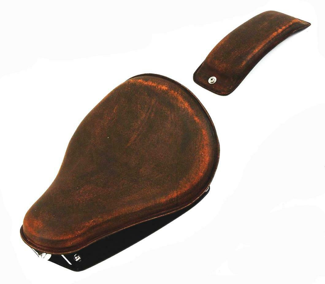1982-2003 Sportster Harley Seat 201 Brn Dis Leather  Conversion Kit & P-pad bcs - Mother Road Customs
