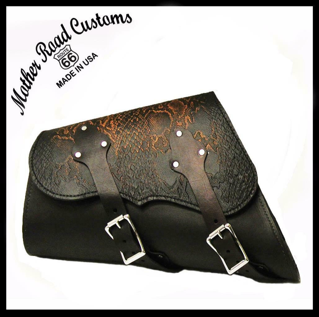 1982-2020 Sportster Saddle Bag Harley Ant Brown Python USA! Fits All Models - Mother Road Customs
