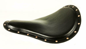 Spring Solo Seat Copper Rivets Harley Sportster Chopper 13x14 Black Leather