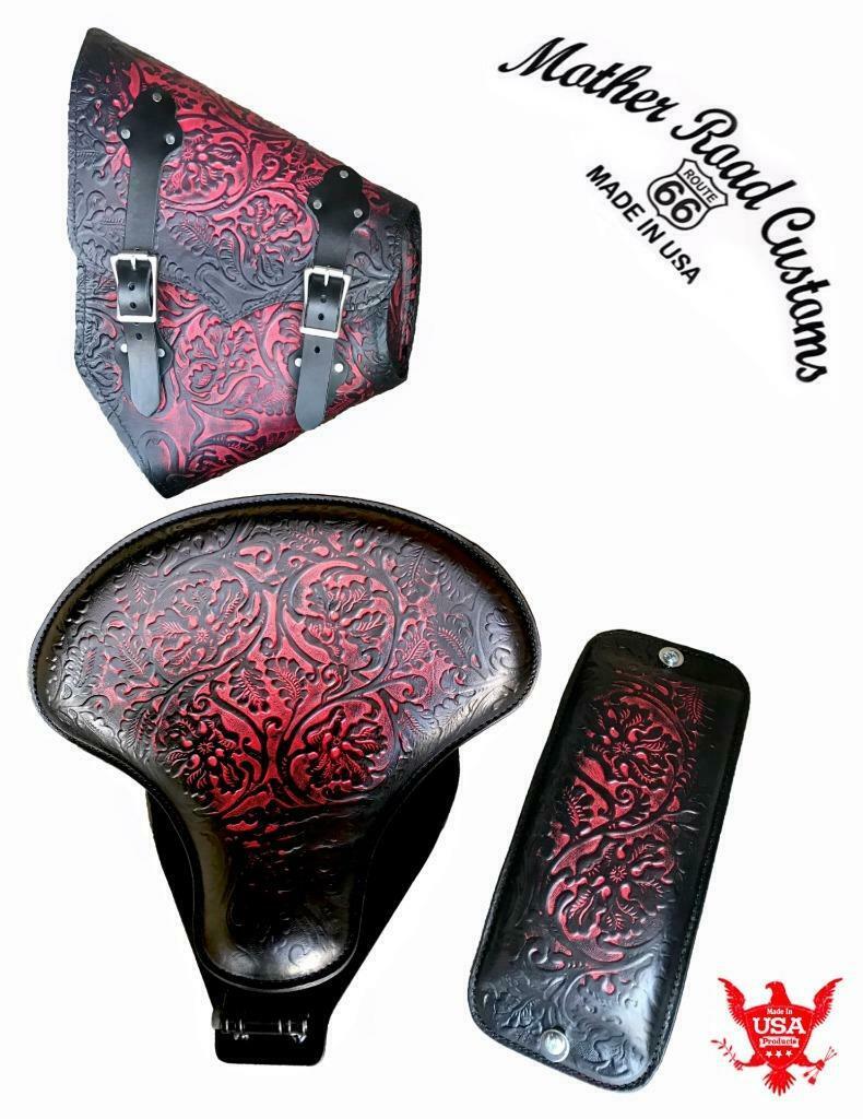 2000-2017 Harley Softail Spring Seat Pad Mounting Kit Saddle Bag Ant Red Oak Lea - Mother Road Customs