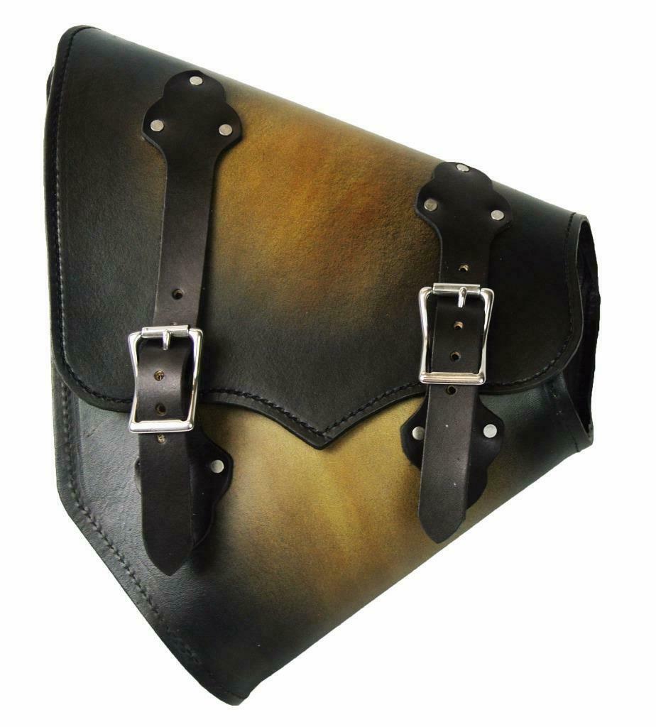 2000-2020 Harley Softail Saddle Bag Bobber & Hardtail Motorcycle BlkTan Leather - Mother Road Customs