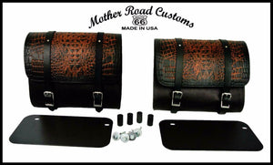 2015-2020 Indian Scout Saddle Bags Mounting Hardware Ant Brn Alligator Leather - Mother Road Customs