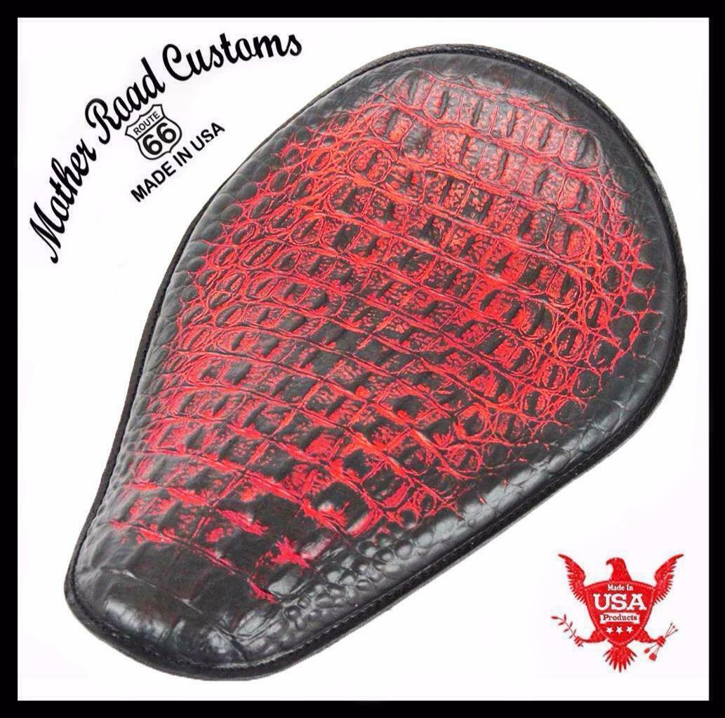 Sportster Spring Solo Seat Antique Red Alligator Chopper Harley Motorcycle USA - Mother Road Customs