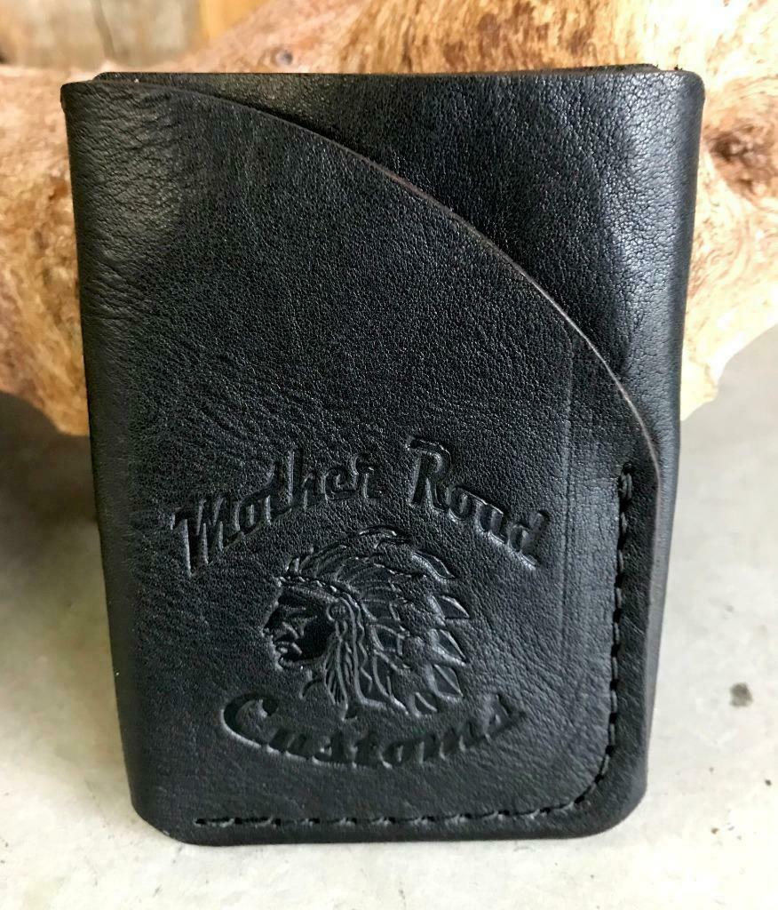 4 Banger Minimalist Men's Women's Black Tooled Sepichi Veg Tan Leather Wallet - Mother Road Customs