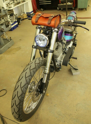 Tool Roll Bag Saddle Harley Chopper Bobber Motorcycle Black Distressed Leather - Mother Road Customs