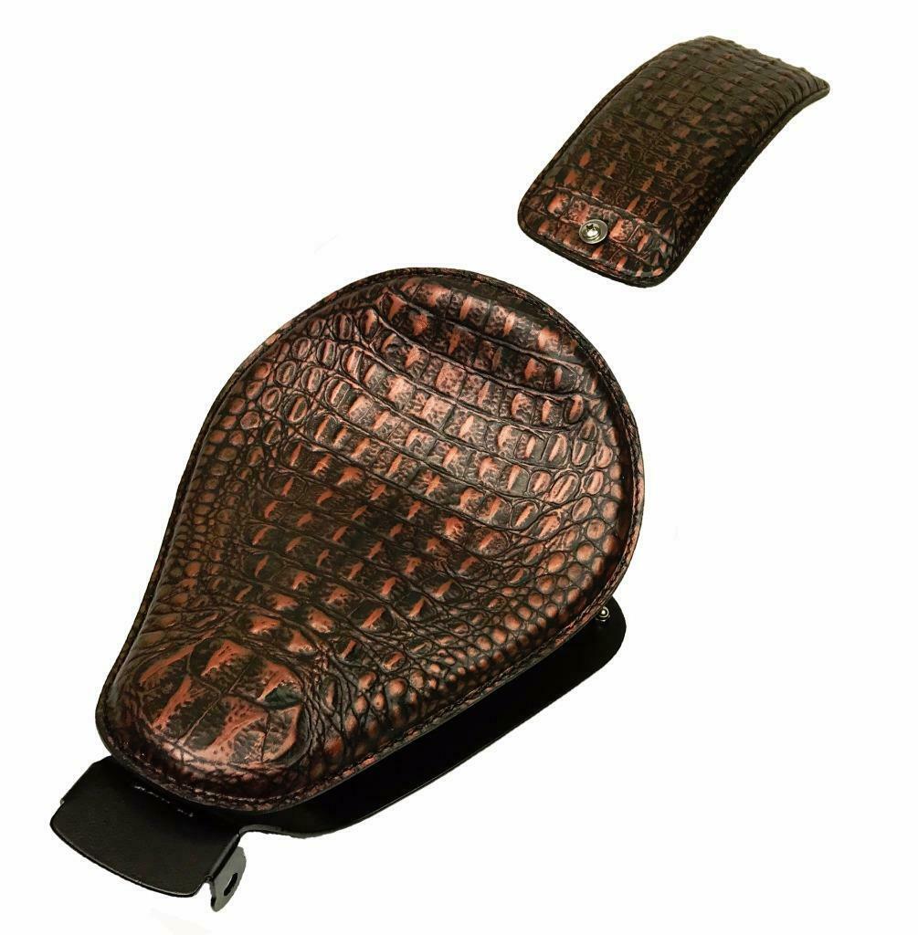 2004-2006 Sportster Harley Seat pad Kit Black Copper Alligator Models Leather bc - Mother Road Customs